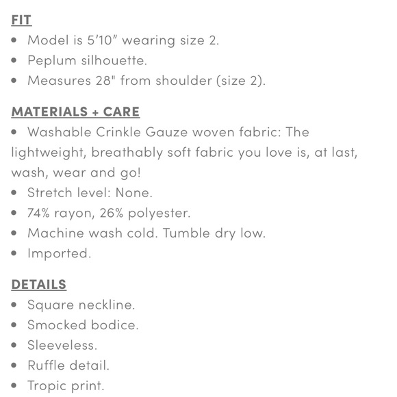 NWT $50!! TORRID smocked peplum tropical tank top, 3X. - Picture 4 of 9